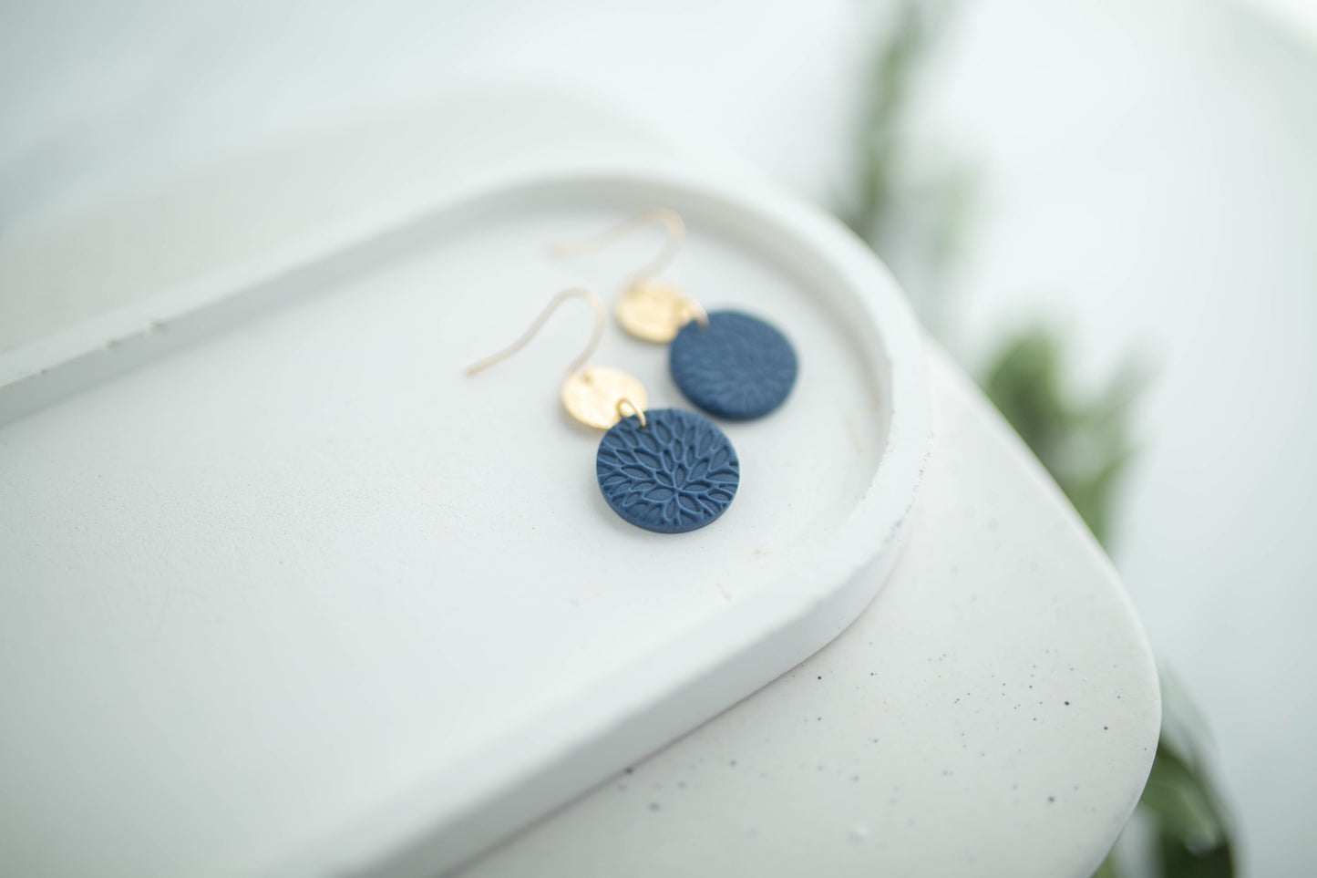 Clay Earrings | Circle Imprint Dangles ( Sm ) | Earth+Sky Collection