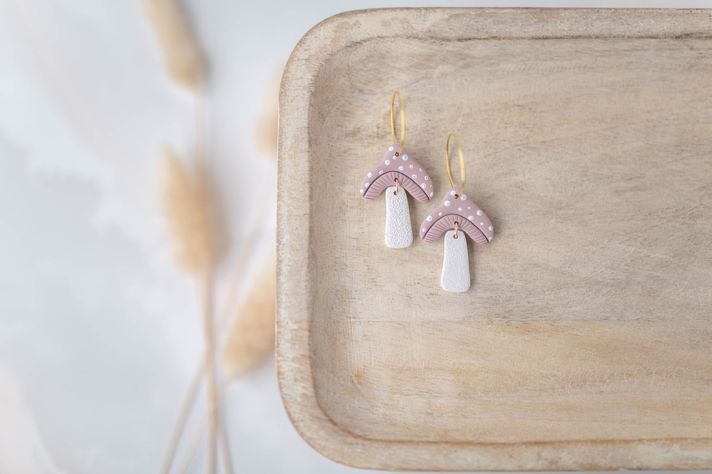 Clay Earrings | Mushroom Hoops | All Things Fall Collection