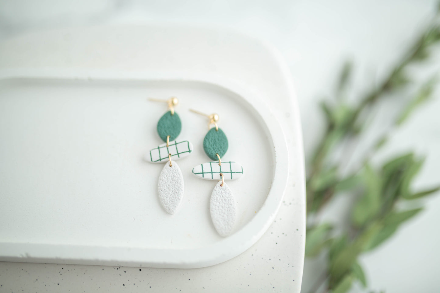 Clay Earrings | Lined Trio Dangles | Earth+Sky Collection