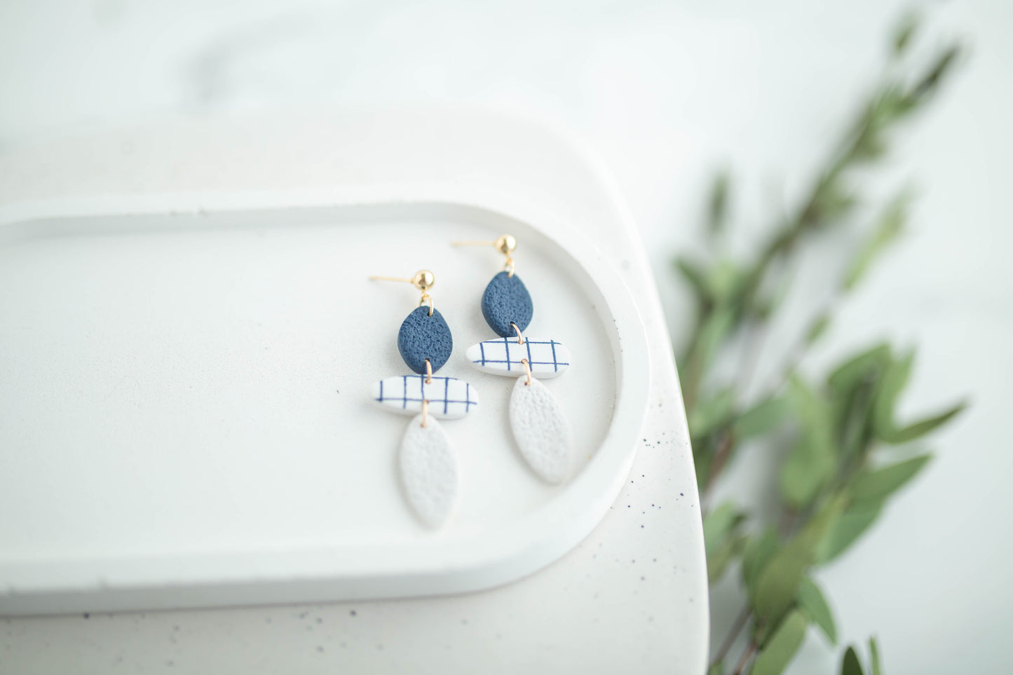 Clay Earrings | Lined Trio Dangles | Earth+Sky Collection