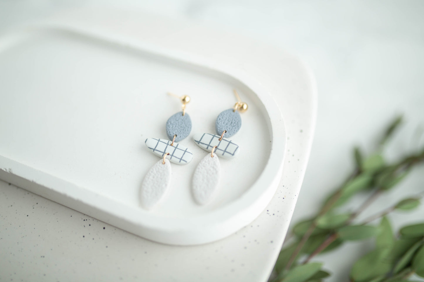 Clay Earrings | Lined Trio Dangles | Earth+Sky Collection