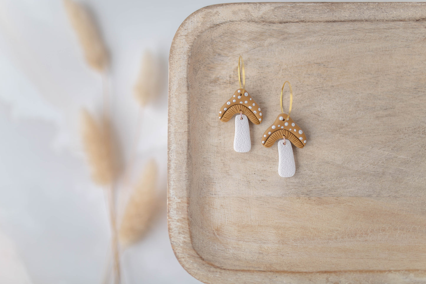 Clay Earrings | Mushroom Hoops | All Things Fall Collection