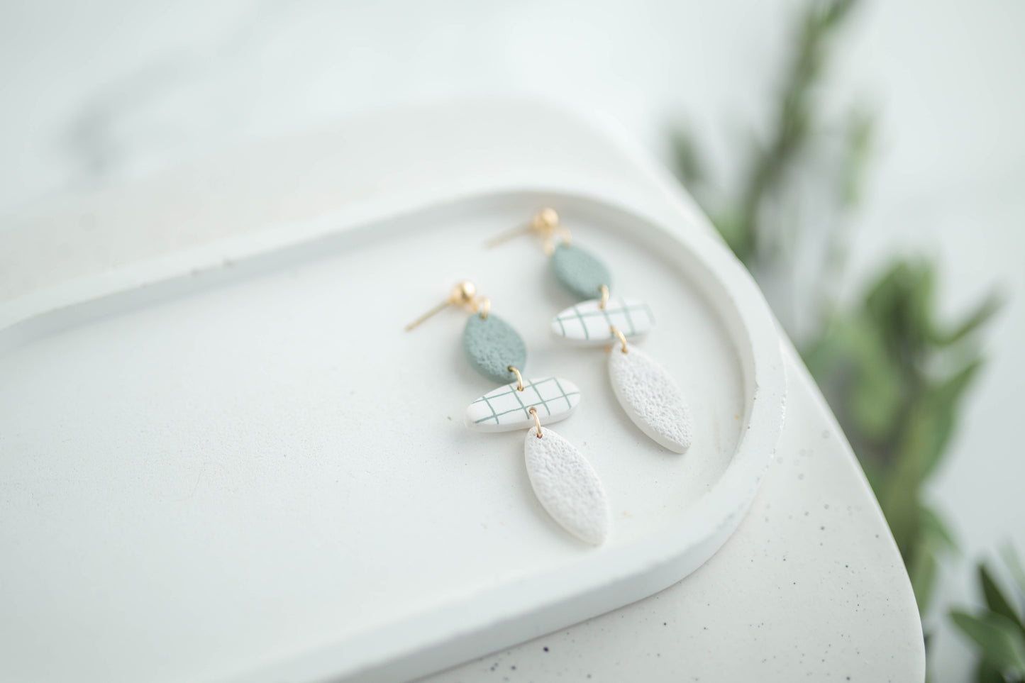 Clay Earrings | Lined Trio Dangles | Earth+Sky Collection