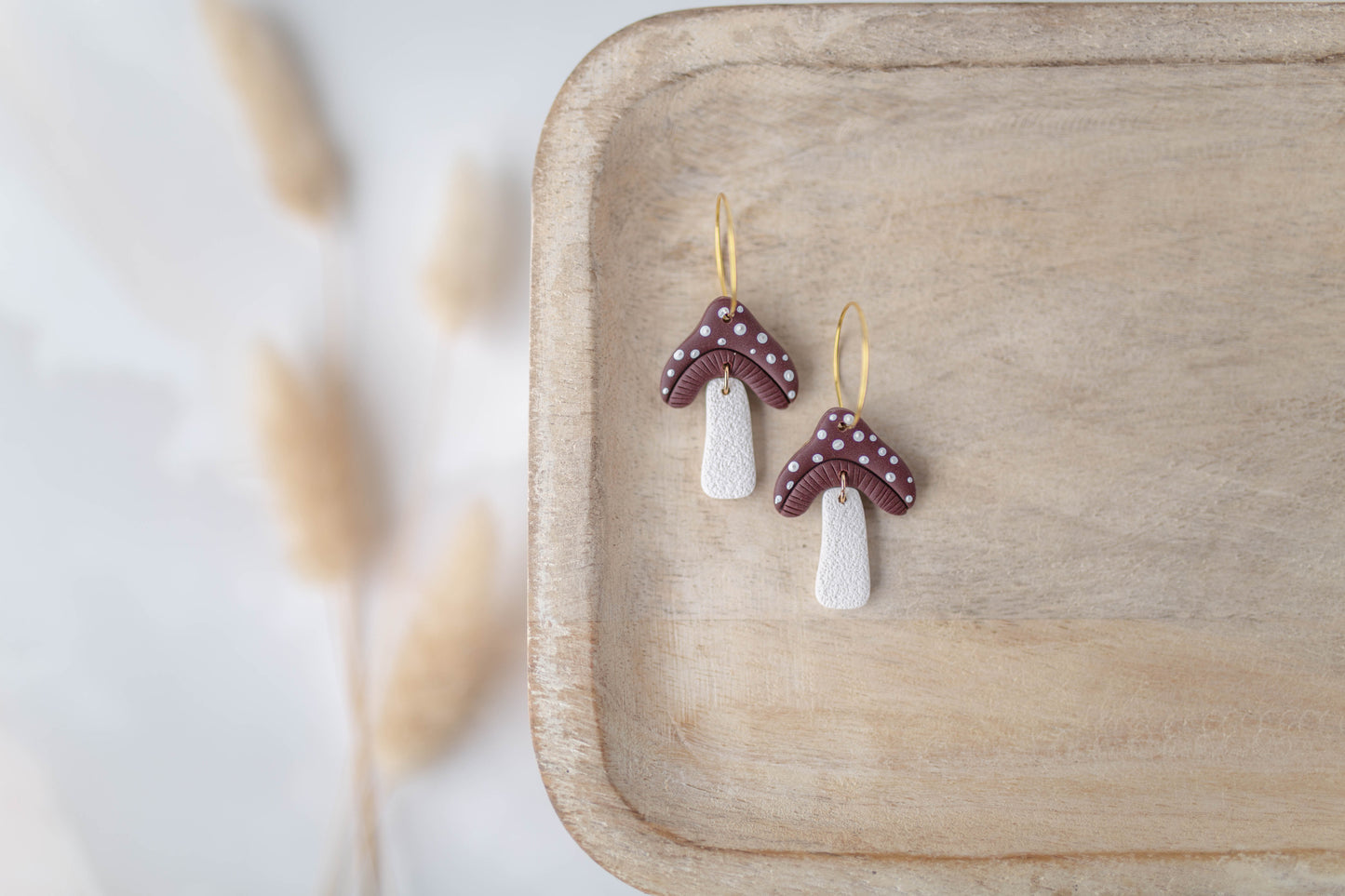Clay Earrings | Mushroom Hoops | All Things Fall Collection