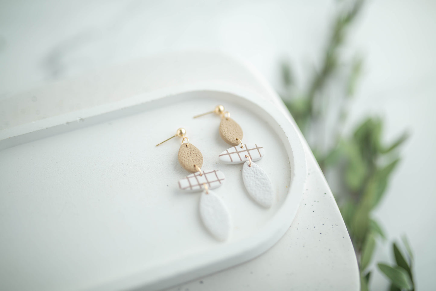 Clay Earrings | Lined Trio Dangles | Earth+Sky Collection