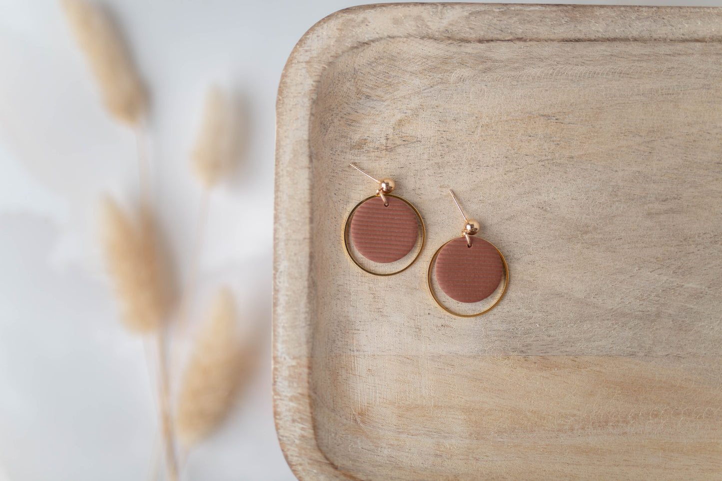 Clay Earrings | Dainty Circle Dangles | All Things Fall Collection