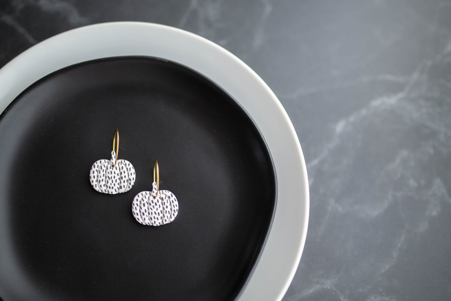 Clay Earrings | Polka Dot Pumpkin Hoops | Boo Collection