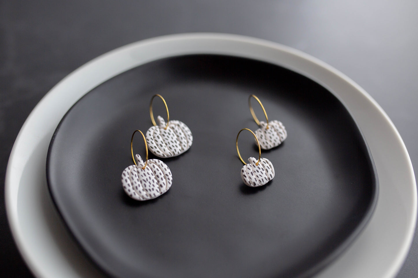 Clay Earrings |Mommy & Me Polka Dot Pumpkin Hoops | Boo Collection
