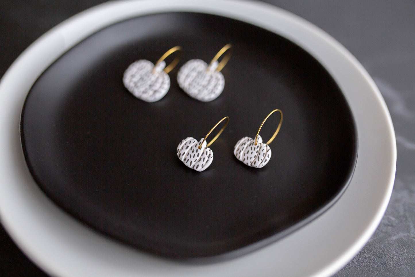 Clay Earrings |Mommy & Me Polka Dot Pumpkin Hoops | Boo Collection