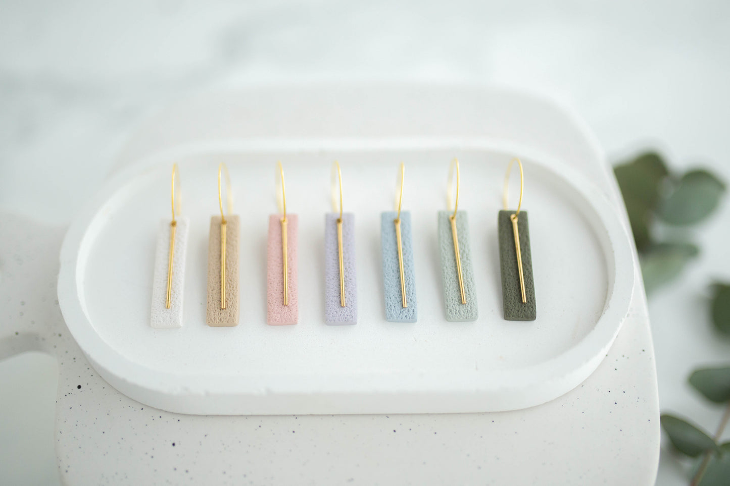 Clay Earrings | Simple Rectangle Mini Hoops | Spring Fling Collection