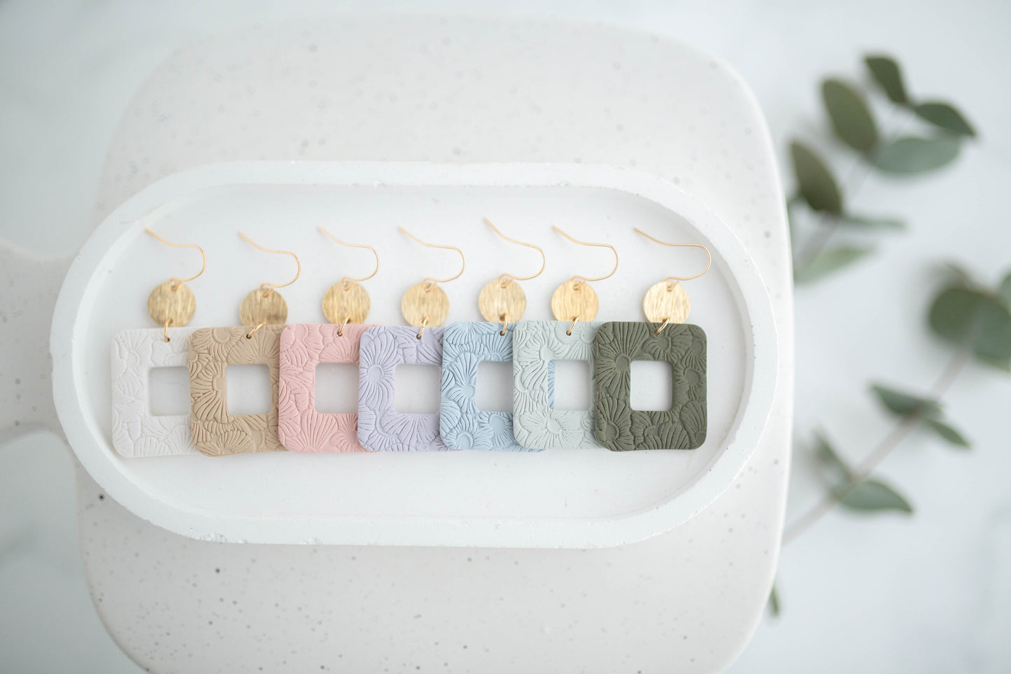 Clay Earrings | Floral Rectangle Dangles | Spring Fling Collection