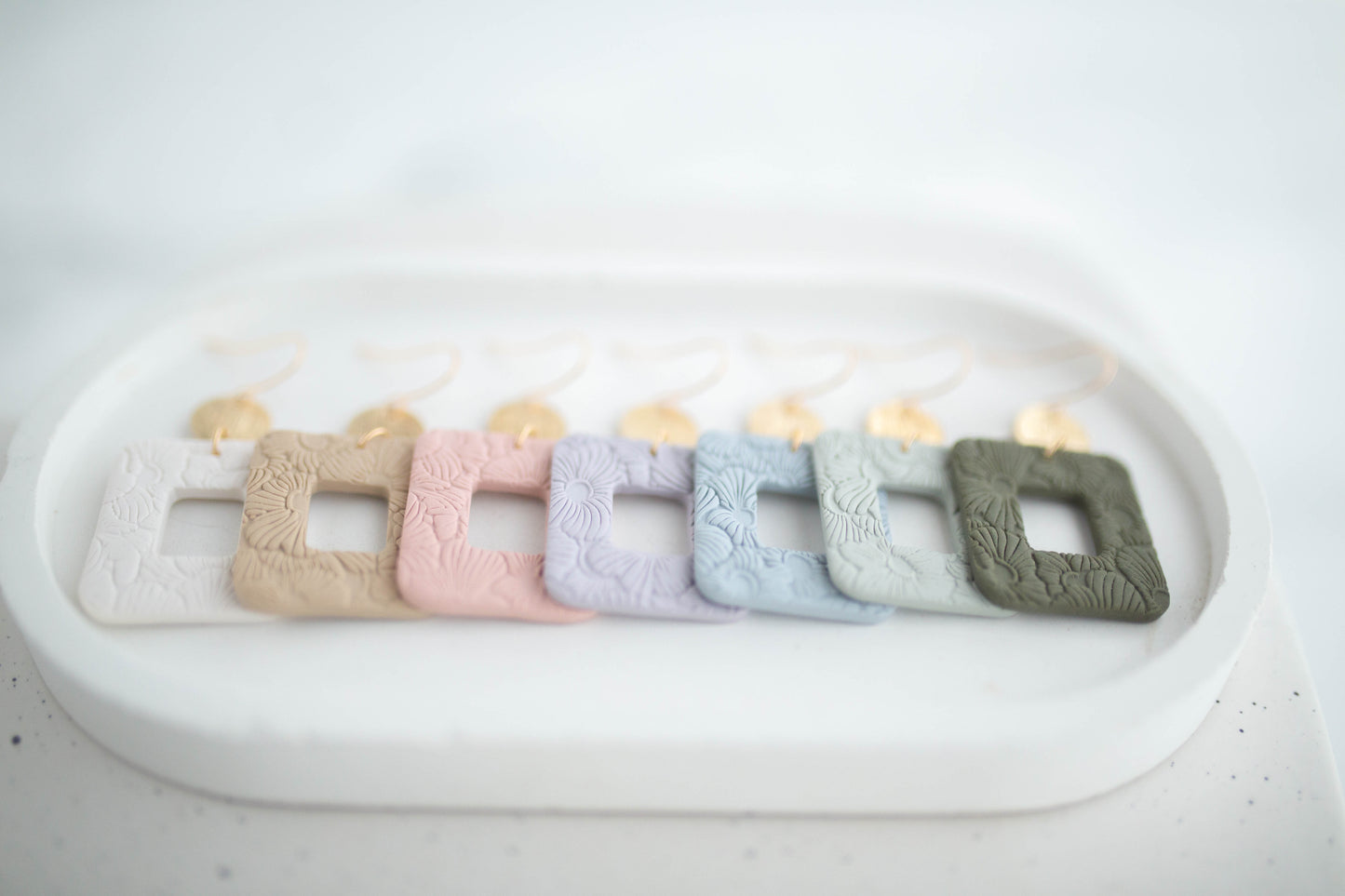 Clay Earrings | Floral Rectangle Dangles | Spring Fling Collection