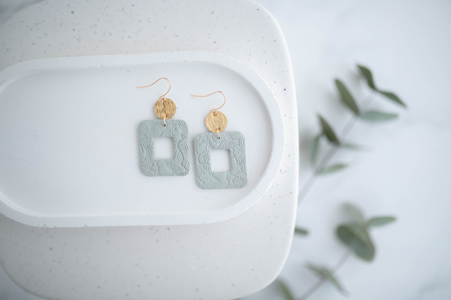 Clay Earrings | Floral Rectangle Dangles | Spring Fling Collection