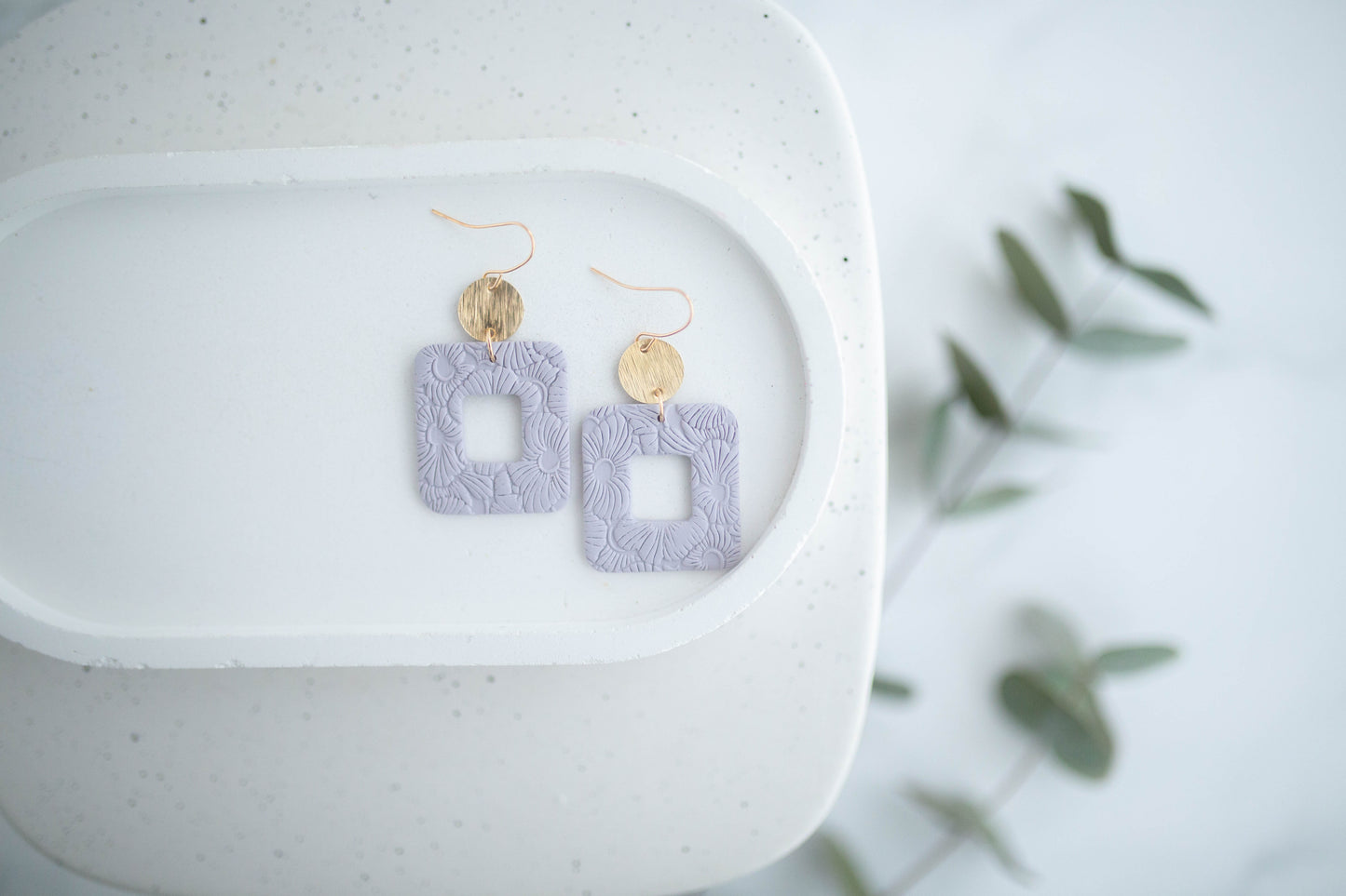 Clay Earrings | Floral Rectangle Dangles | Spring Fling Collection