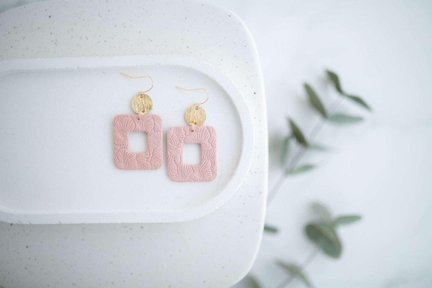 Clay Earrings | Floral Rectangle Dangles | Spring Fling Collection