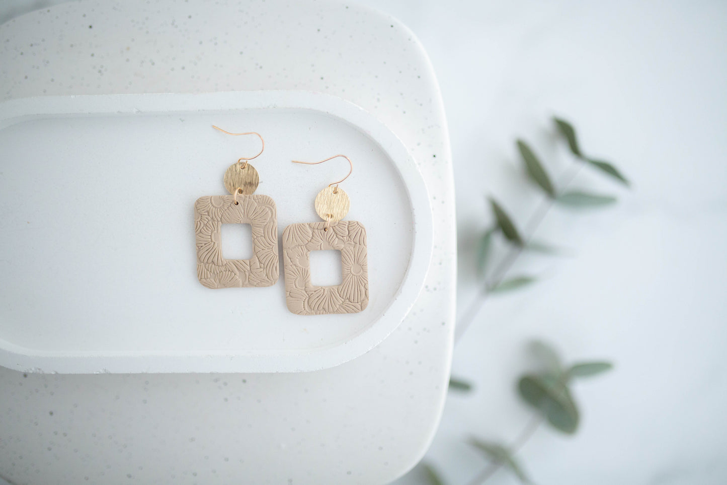 Clay Earrings | Floral Rectangle Dangles | Spring Fling Collection