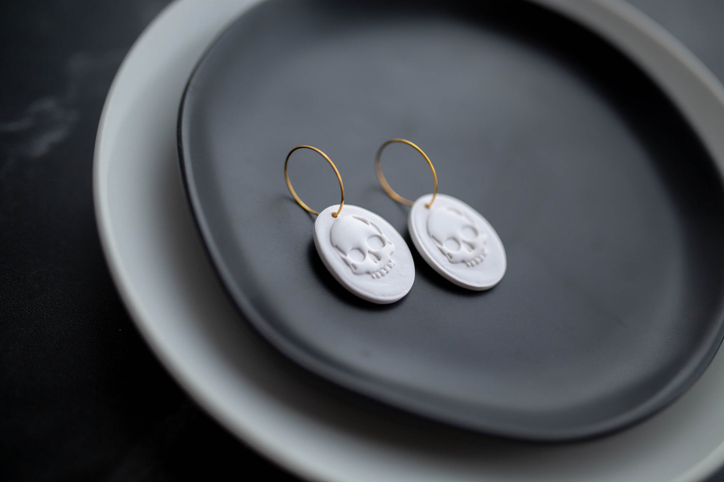 Clay Earrings | Skull Hoops | Boo Collection