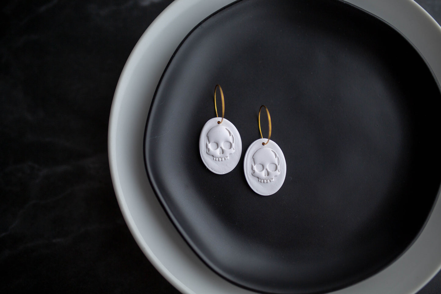 Clay Earrings | Skull Hoops | Boo Collection