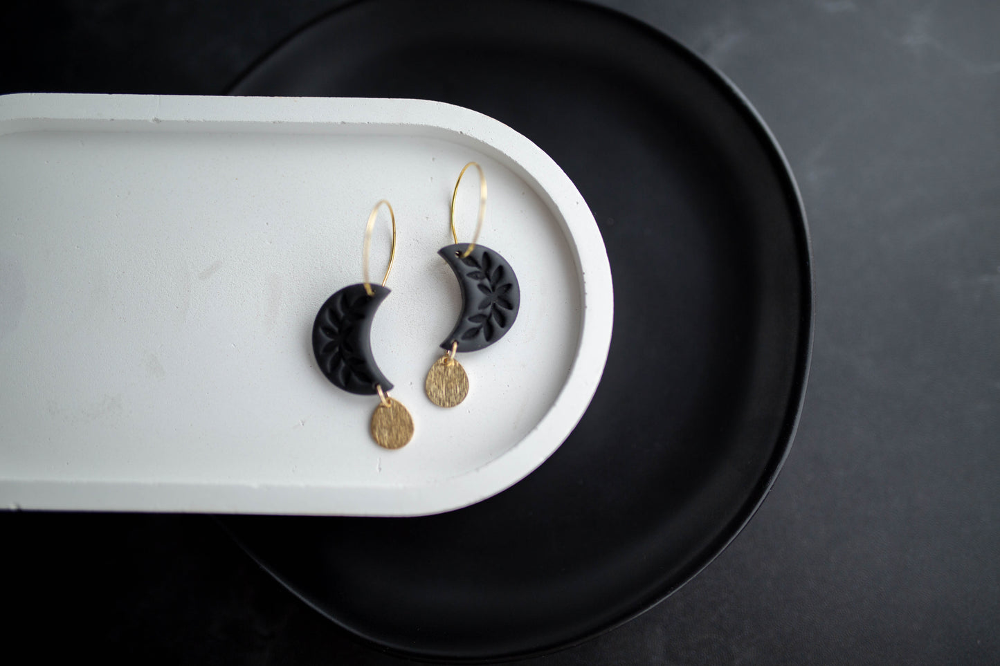 Clay Earrings | Botanical Moon Hoops | Boo Collection