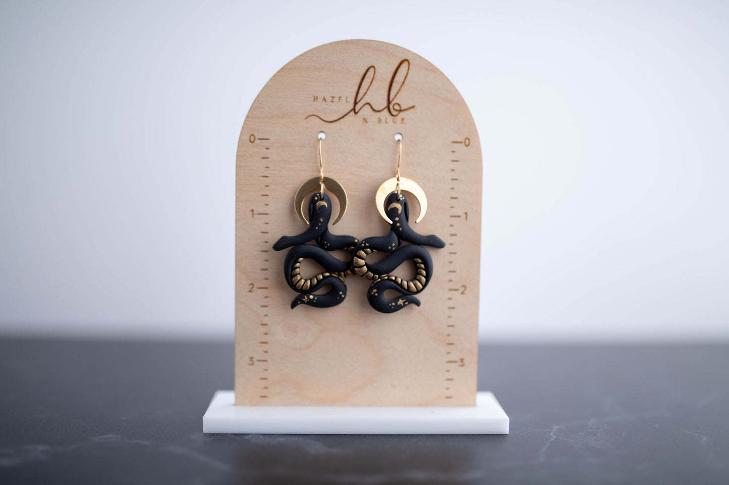 Clay Earrings | Black + Gold Serpents | Boo Collection