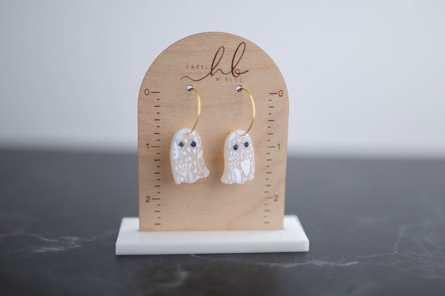 Clay Earrings | Floral Ghost Hoops | Boo Collection