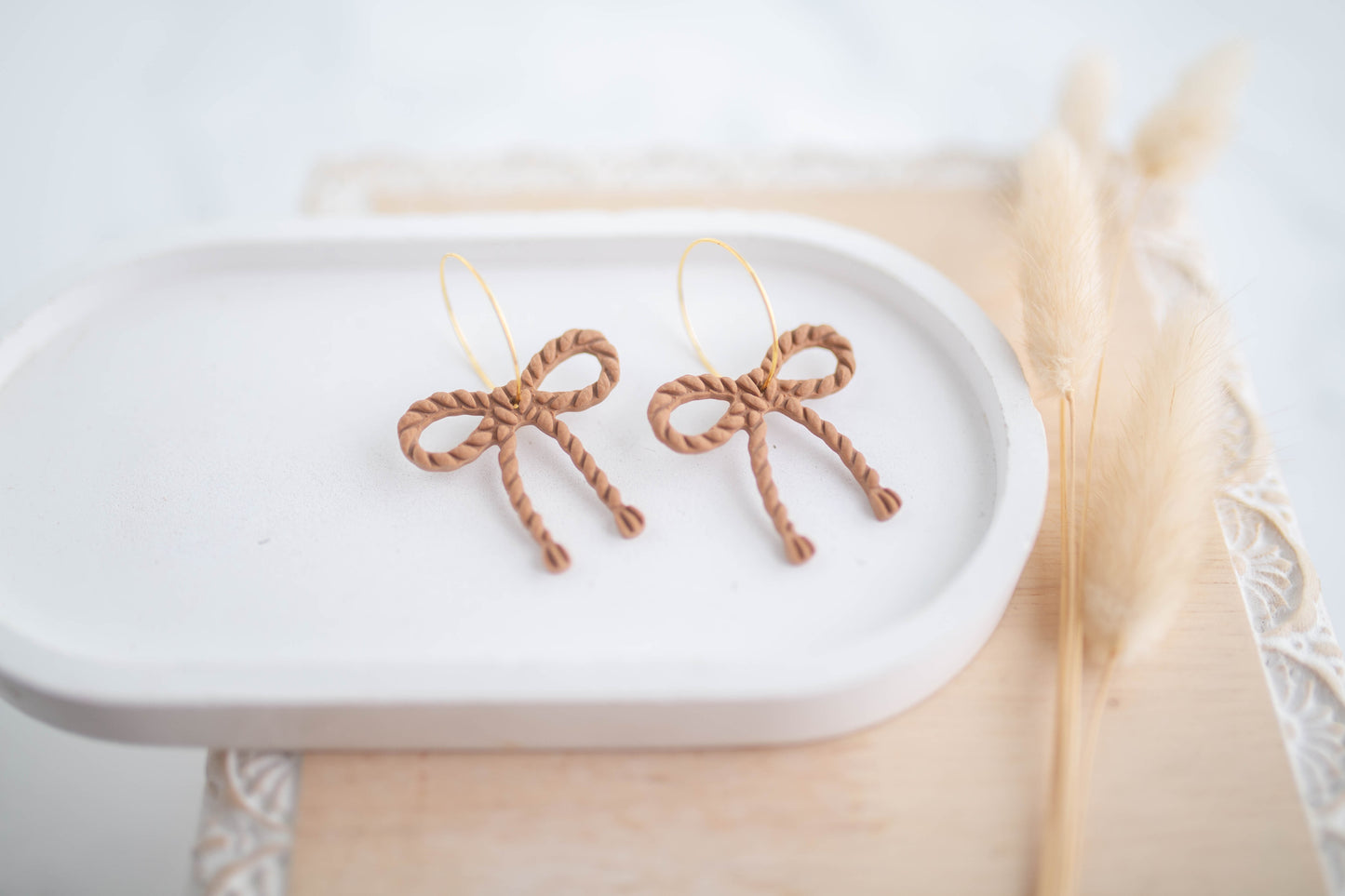 Clay Earrings | Latino Bow Hoops | Cozy Cowgirl Collection
