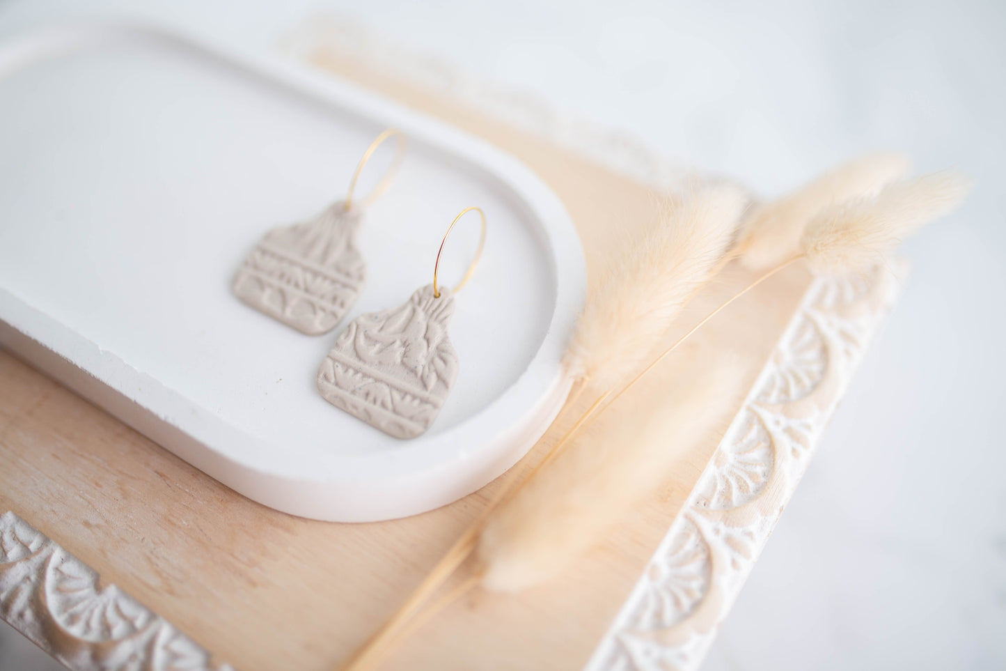 Clay Earrings | Tag Mini Hoops | Cozy Cowgirl Collection