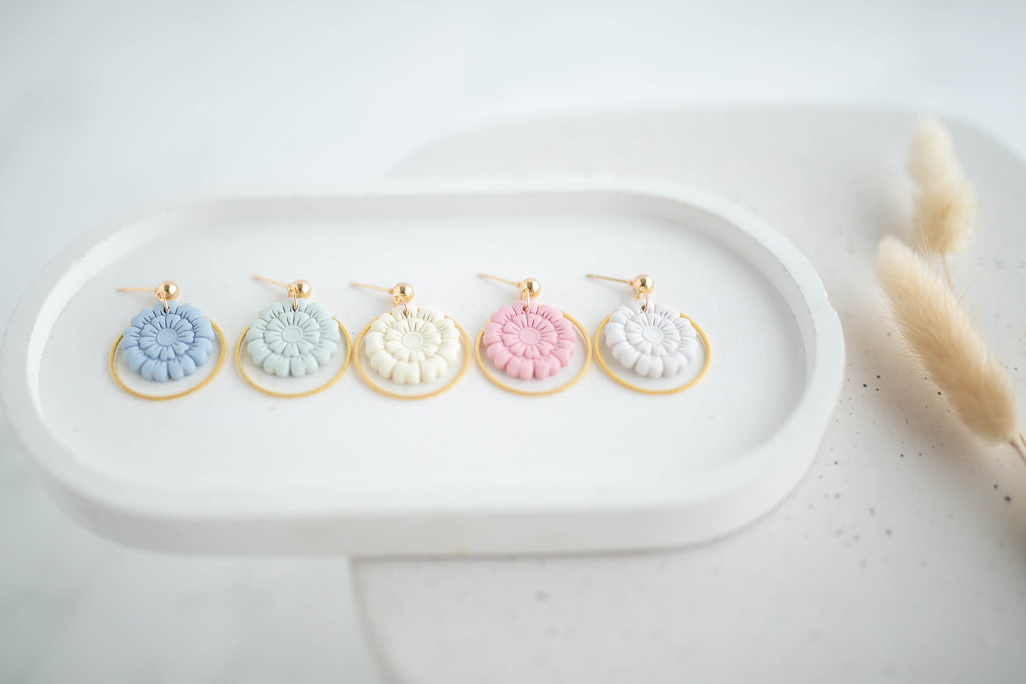 Clay Earrings | Dainty Happy Flowers | Happy Collection