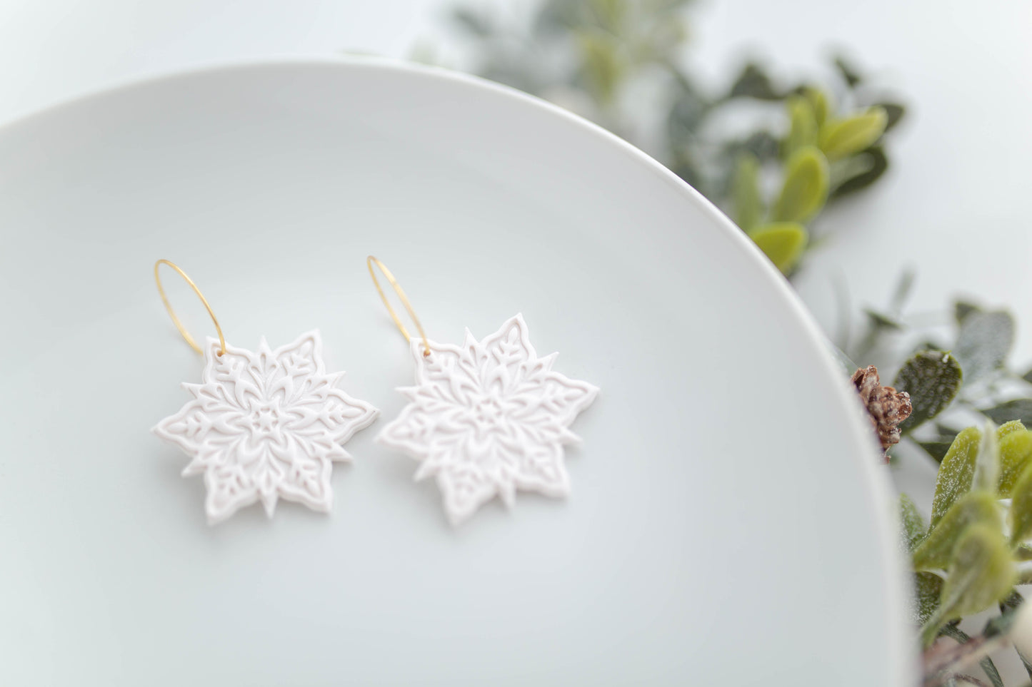 Clay Earrings | Snowflake Hoops | Merry Everything