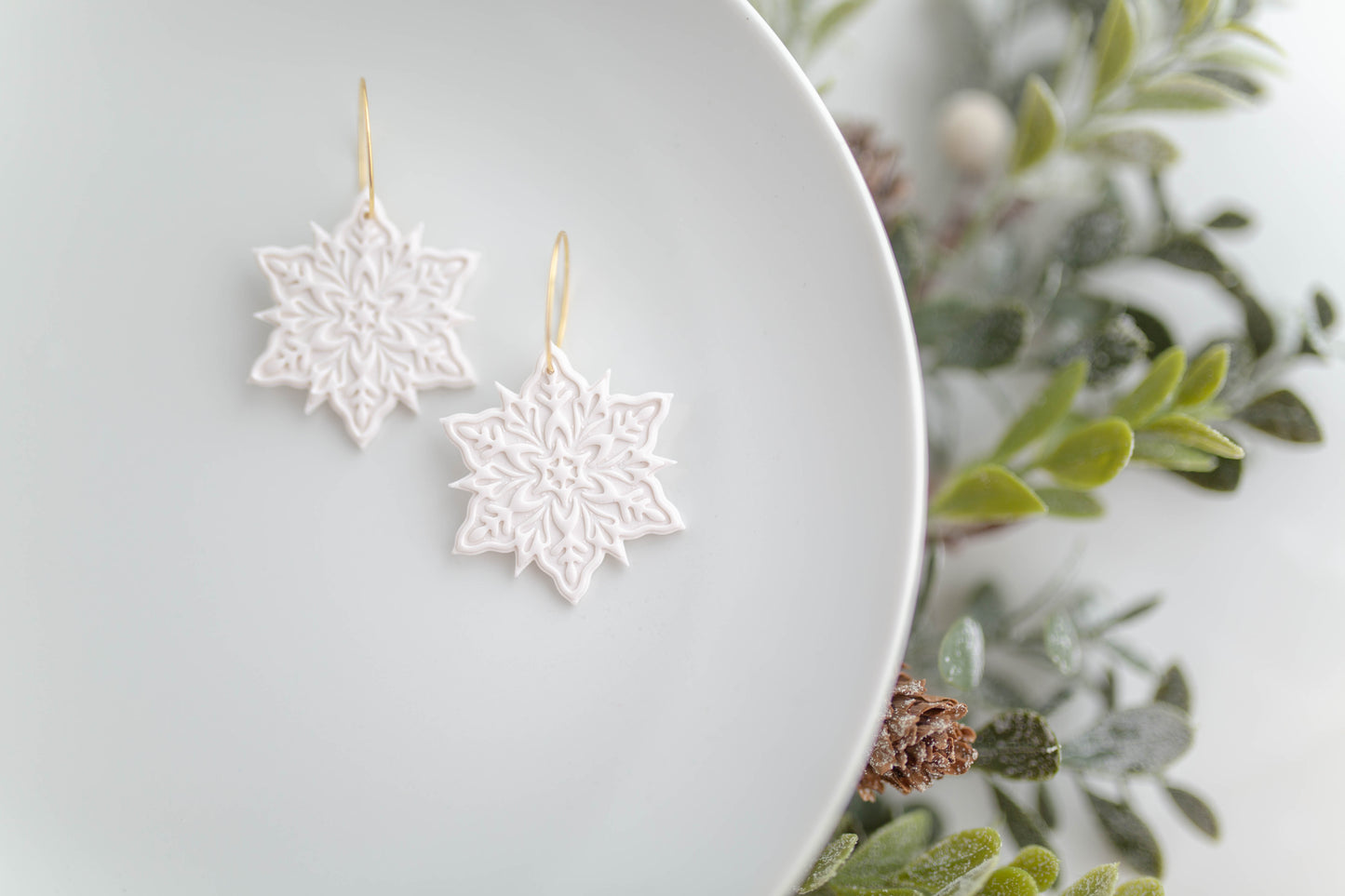 Clay Earrings | Snowflake Hoops | Merry Everything