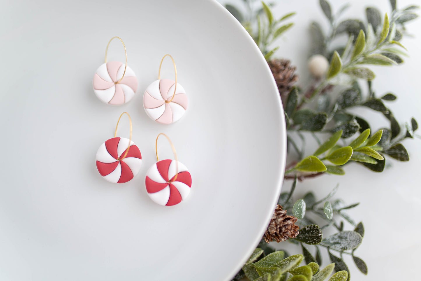 Clay Earrings | Peppermint Hoops | Merry Everything