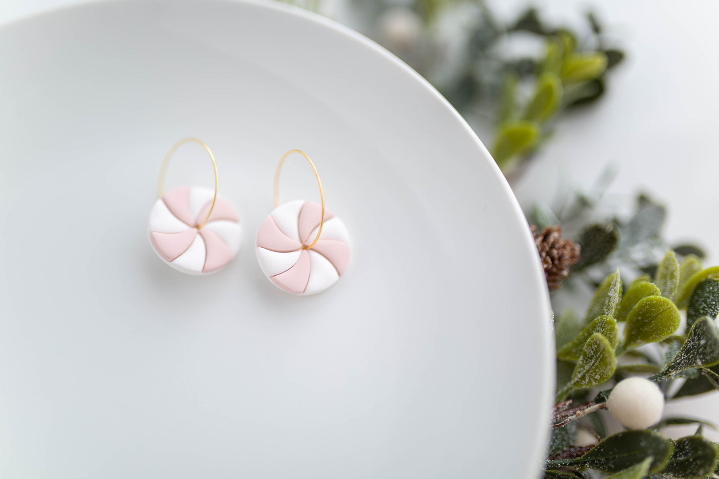 Clay Earrings | Peppermint Hoops | Merry Everything