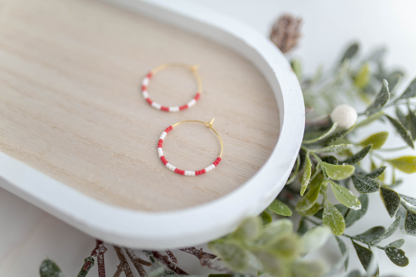 Beaded Earrings | Candy Cane Hoops | Merry Everything