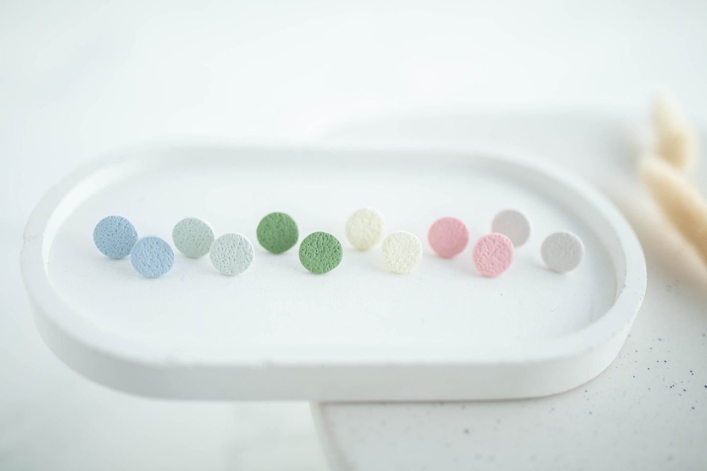 Clay Earrings | Round Studs | Happy Collection