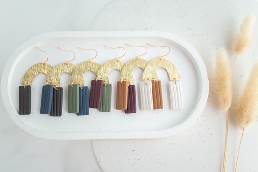 Clay Earrings | Corduroy Arch Dangles | Autumn Edit