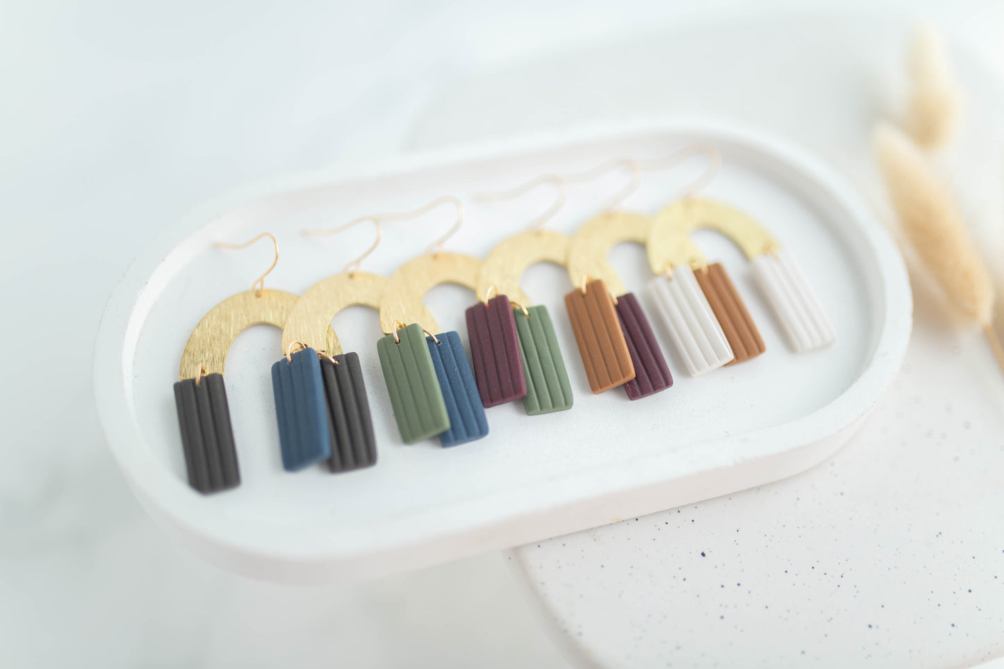 Clay Earrings | Corduroy Arch Dangles | Autumn Edit