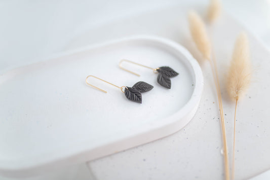 Clay Earrings | Longline Leaf Dangle | Autumn Edit