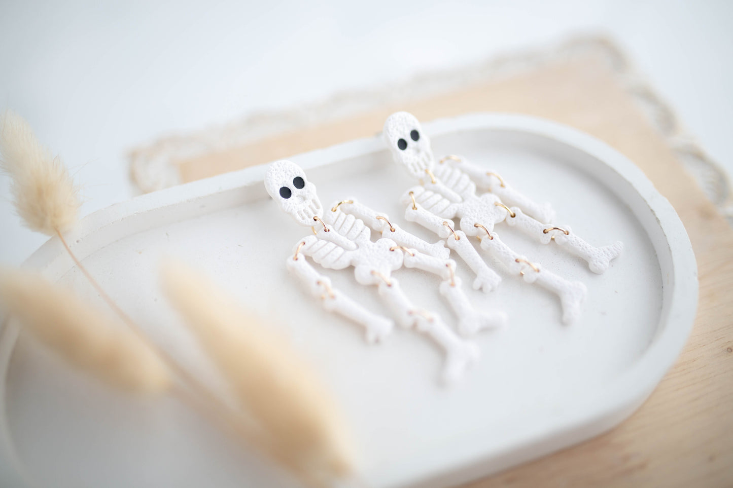 Clay Earrings | Skeleton Dangles | Pumpkin Patch Collection