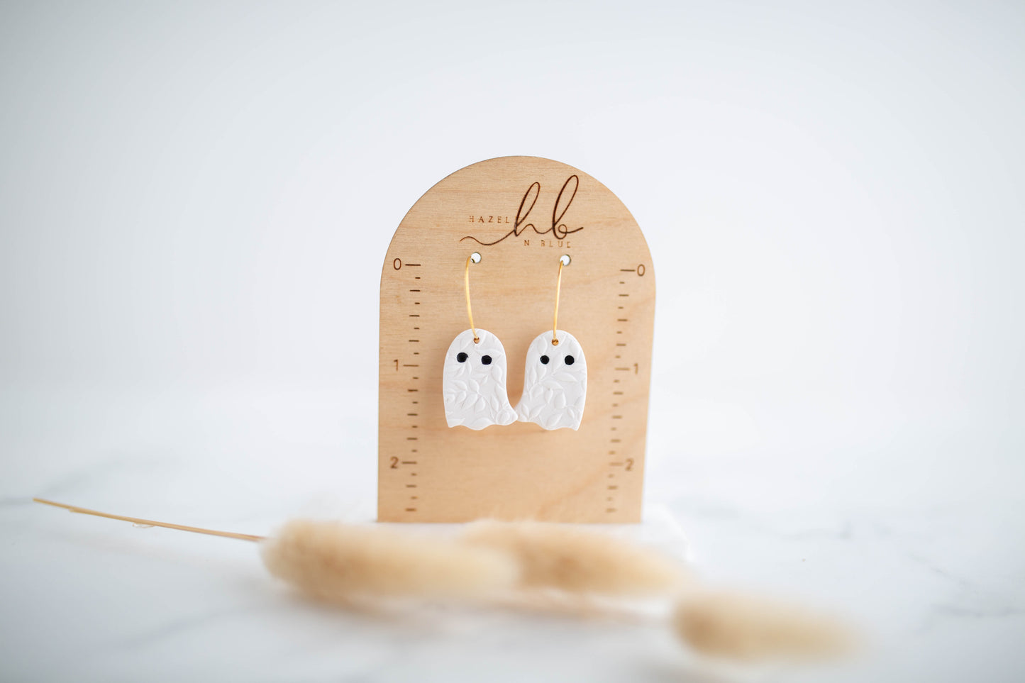 Clay Earrings | Floral Ghost Hoops | Pumpkin Patch Collection