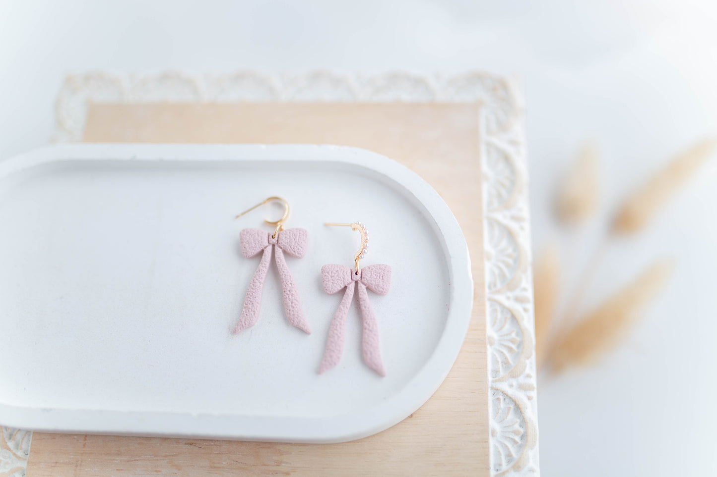 Clay Earrings | Bow Dangles | Sweetheart Collection