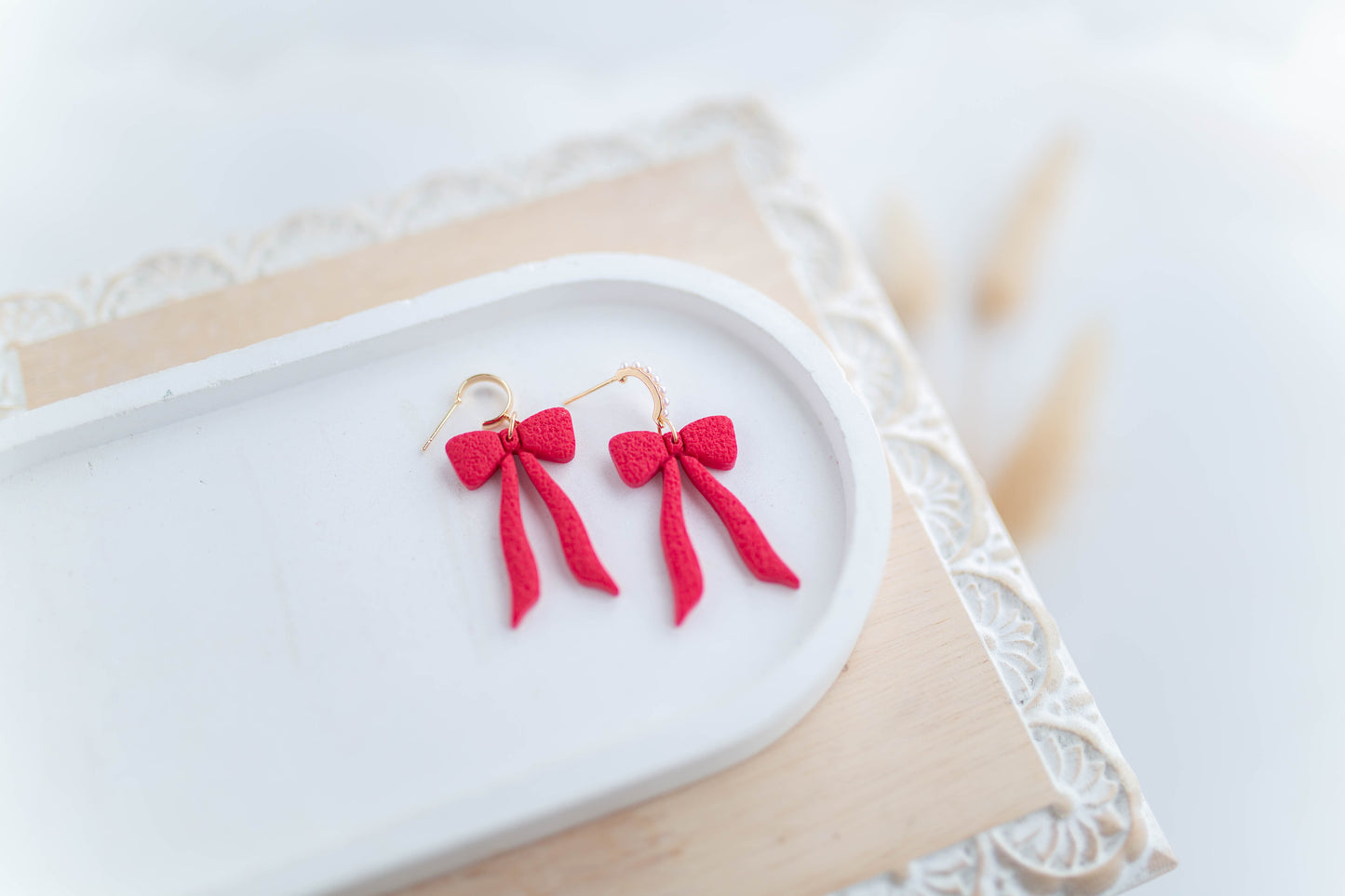 Clay Earrings | Bow Dangles | Sweetheart Collection