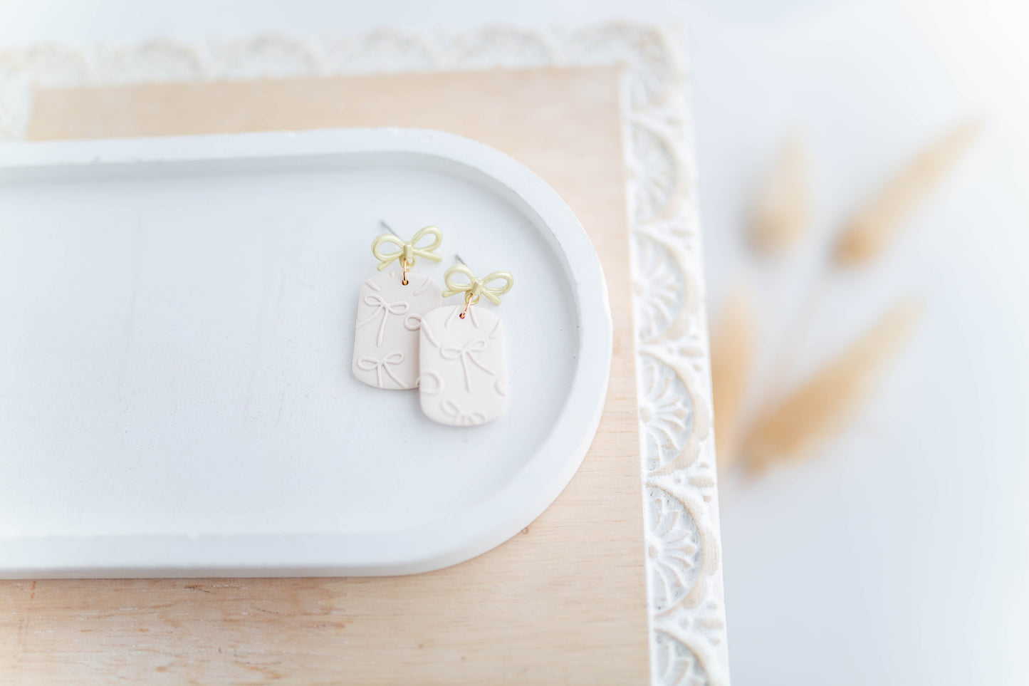 Clay Earrings | Ribbon Dangles | Sweetheart Collection