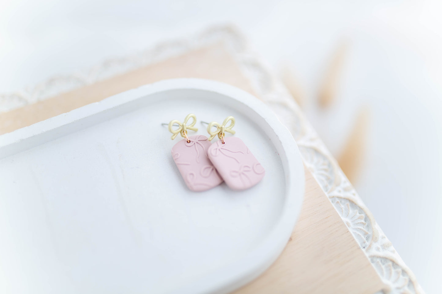 Clay Earrings | Ribbon Dangles | Sweetheart Collection
