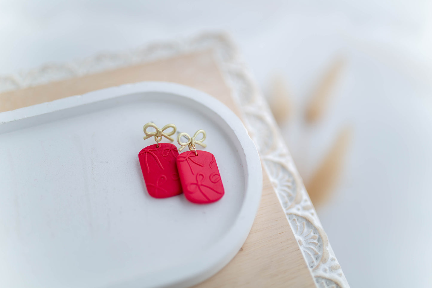 Clay Earrings | Ribbon Dangles | Sweetheart Collection