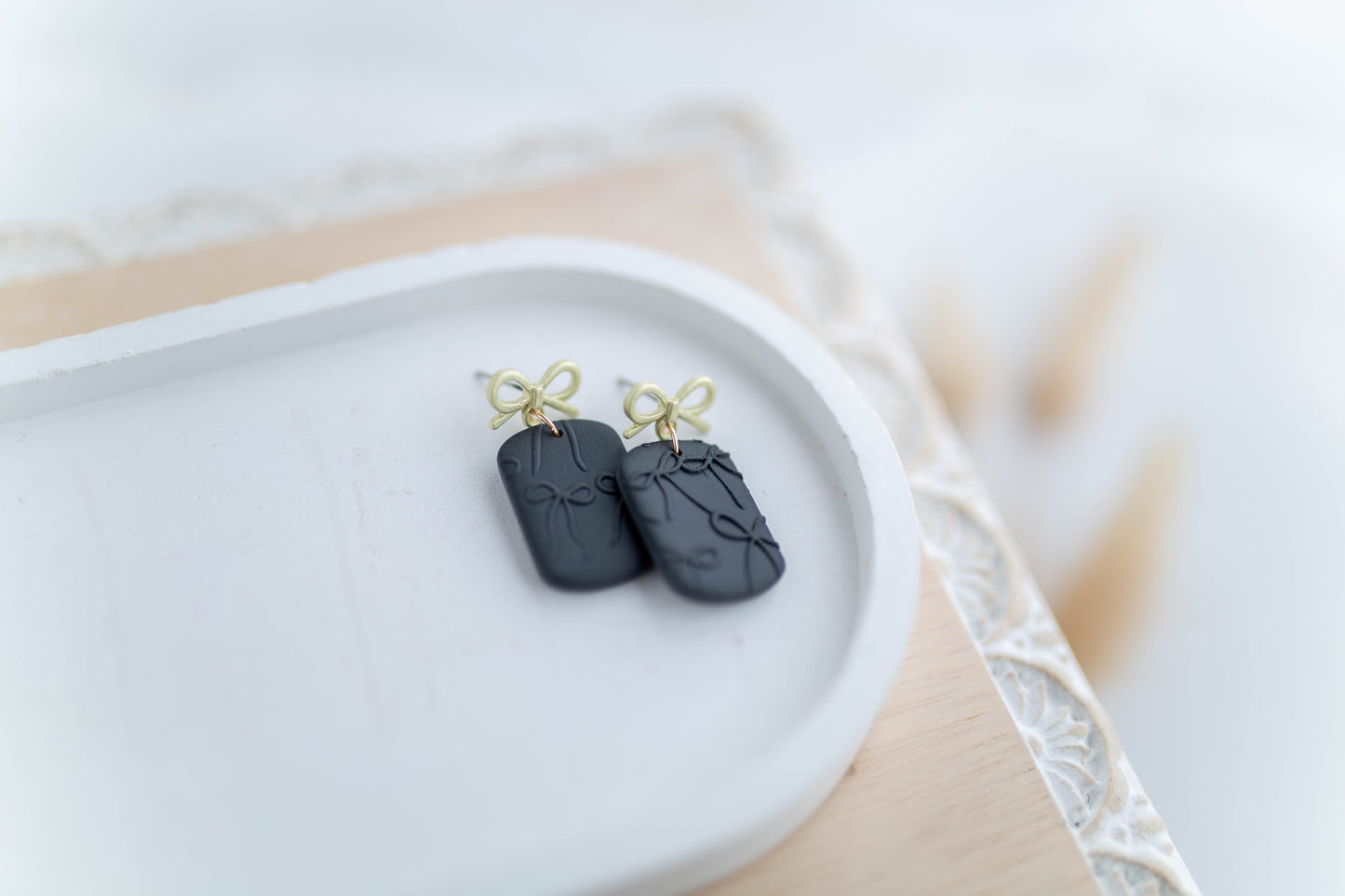 Clay Earrings | Ribbon Dangles | Sweetheart Collection