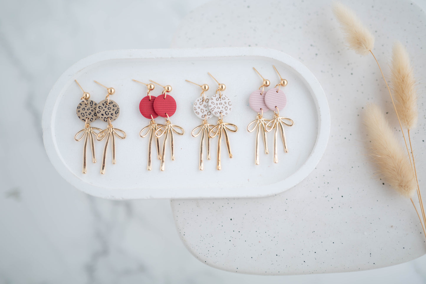 Clay Earrings | Dainty Bow Dangles | Wild Love Collection
