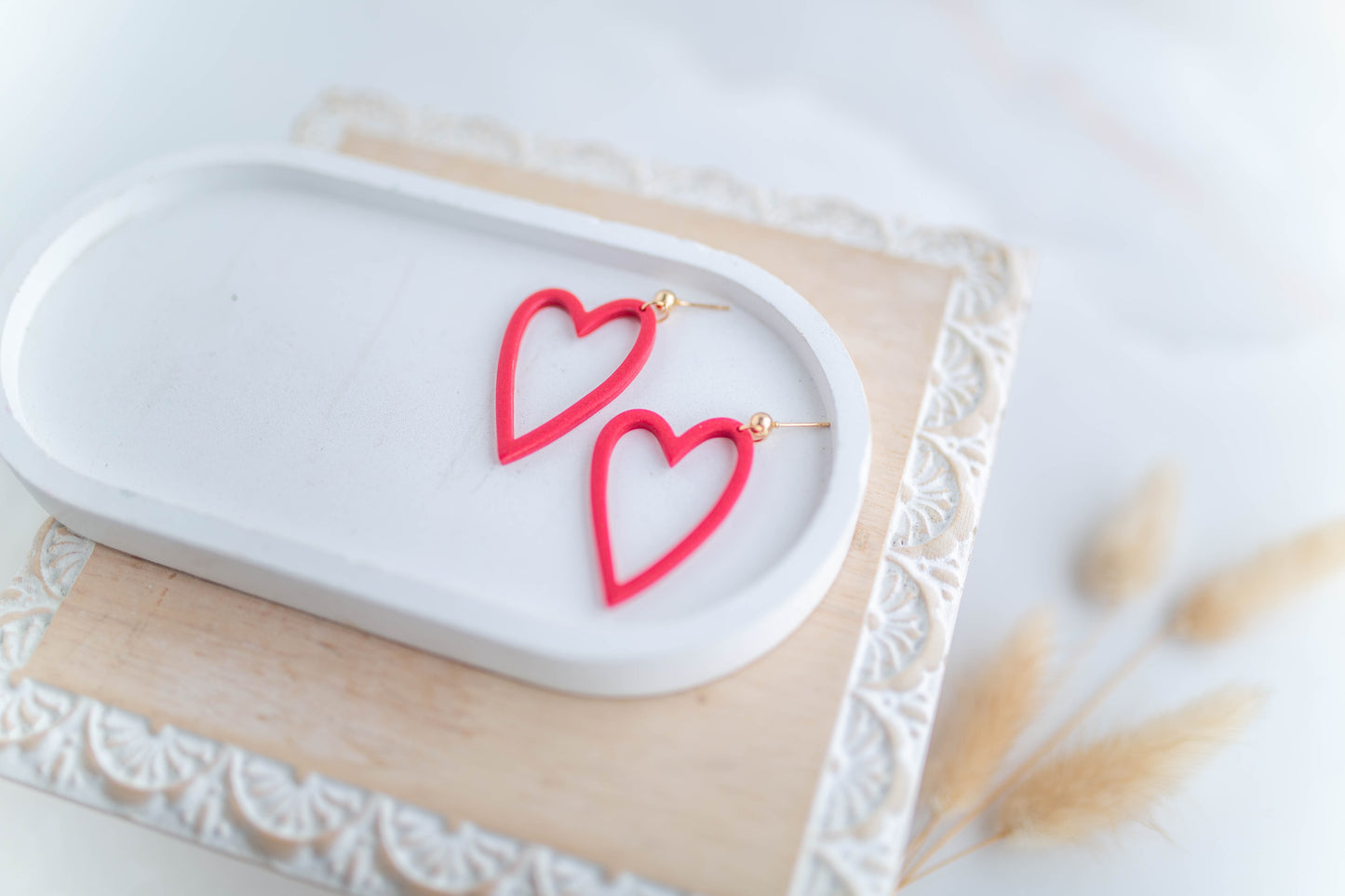 Clay Earrings | Heart Dangles | Sweetheart Collection