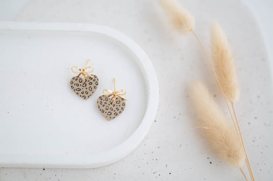 Clay Earrings | Bow + Heart Dainty Dangles | Wild Love Collection