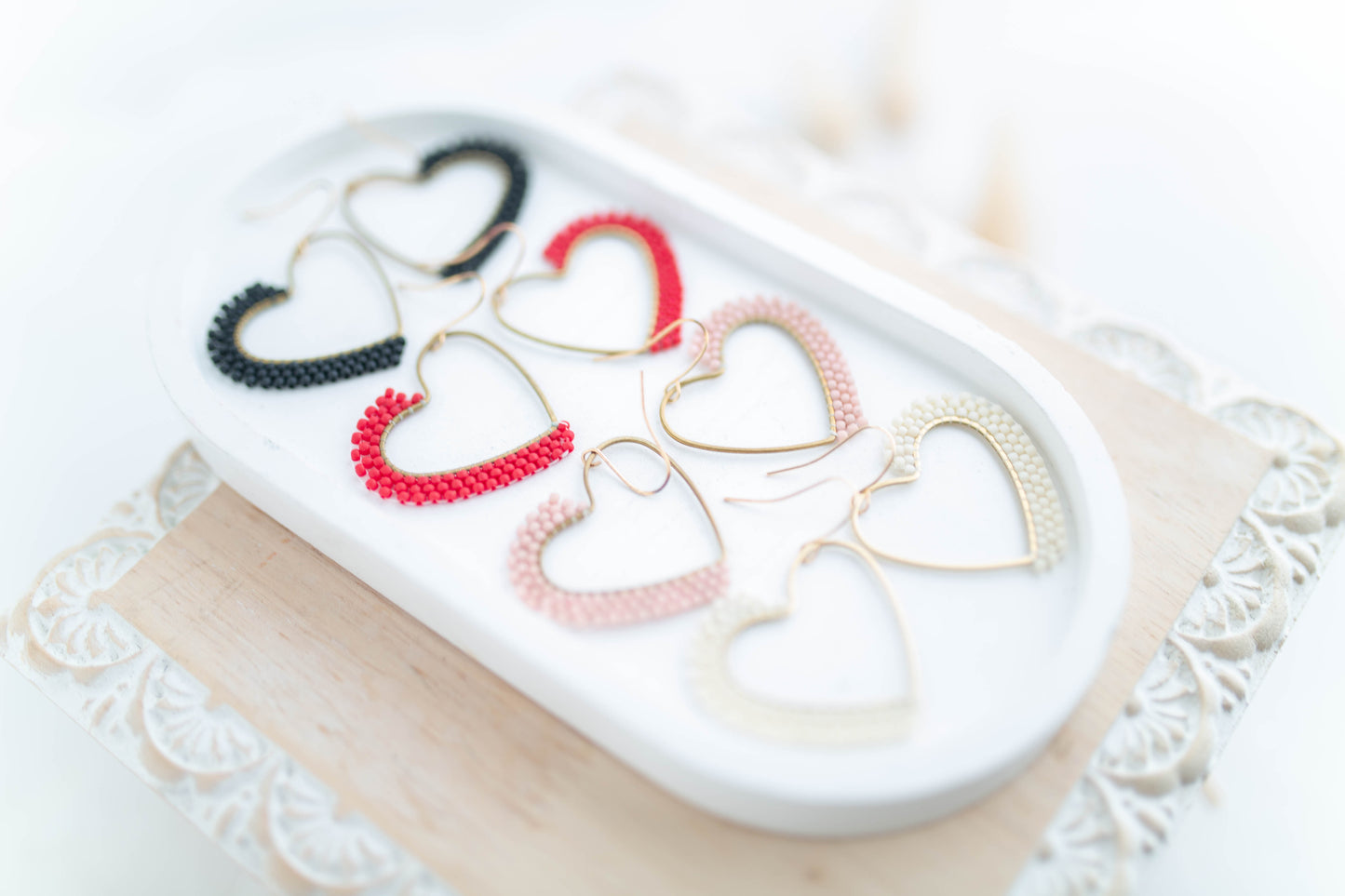 Beaded Earrings | Beaded Hearts | Sweetheart Collection