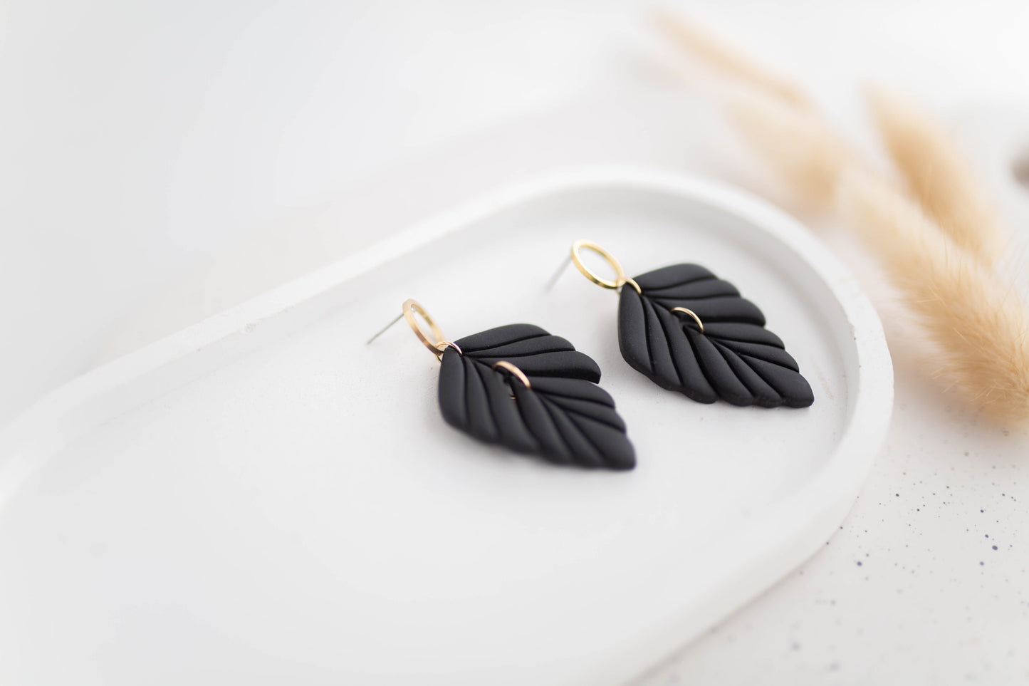 Clay Earrings | Leaf Dangles | All Things Neutral Collection